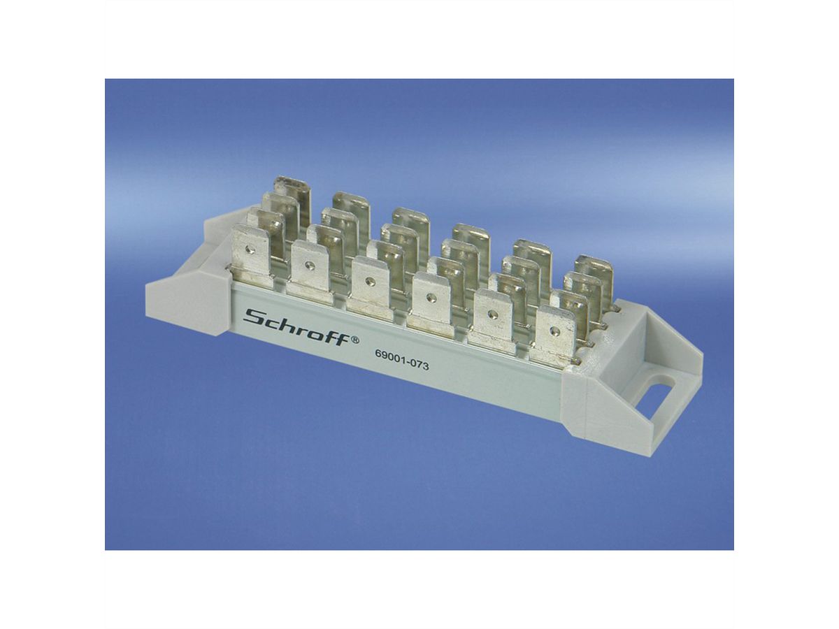 SCHROFF Stromschiene, 4-polig für Flachstecker 6,3 x 0,8 mm - ANSCHLUSSVERVIELFACHER 4X6P.