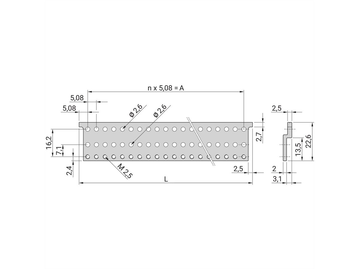 SCHROFF Z-Schiene für Steckverbinder nach EN 60603-2 (DIN 41612) - Z-SCHIENE 40TE F.DIN41612