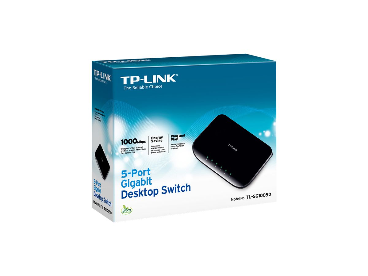 TP-LINK Unmanaged 5-Port-Gigabit-Desktop-Switch (5 10/100/1000M-RJ45-Ports)