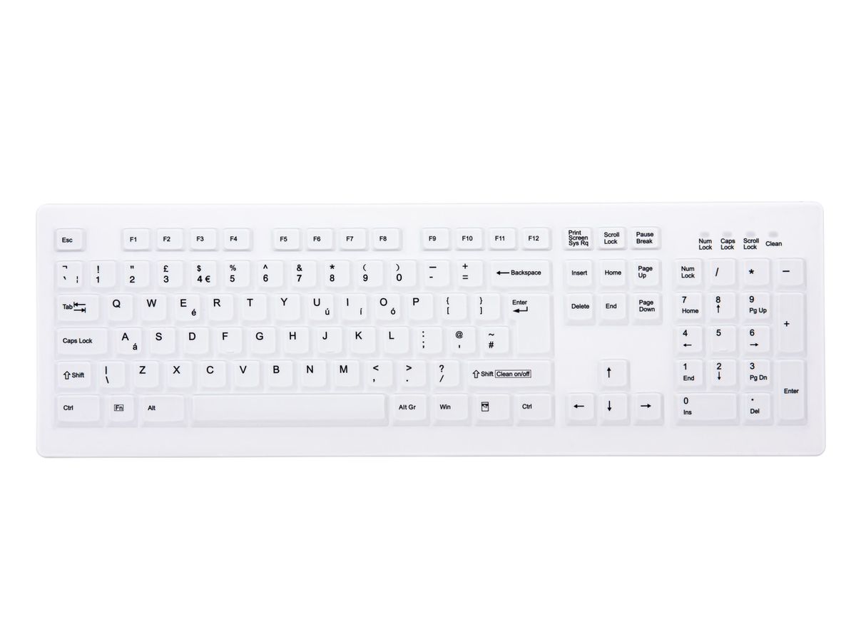 CHERRY AK-C8100F-FUS-W/UK Tastatur Medizinisch RF Wireless QWERTY UK Englisch Weiß