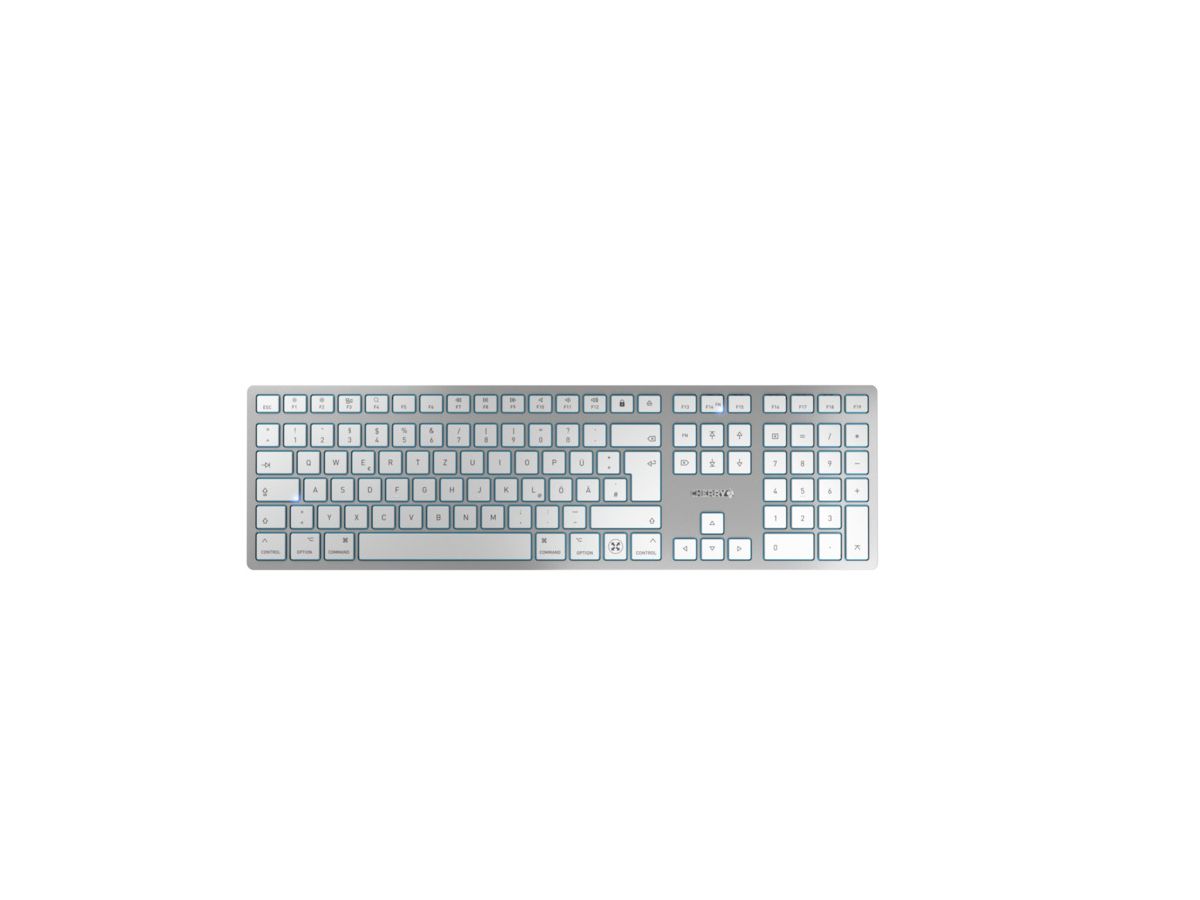 CHERRY KW 9100 SLIM FOR MAC Tastatur Universal USB + Bluetooth QWERTZ Deutsch Silber