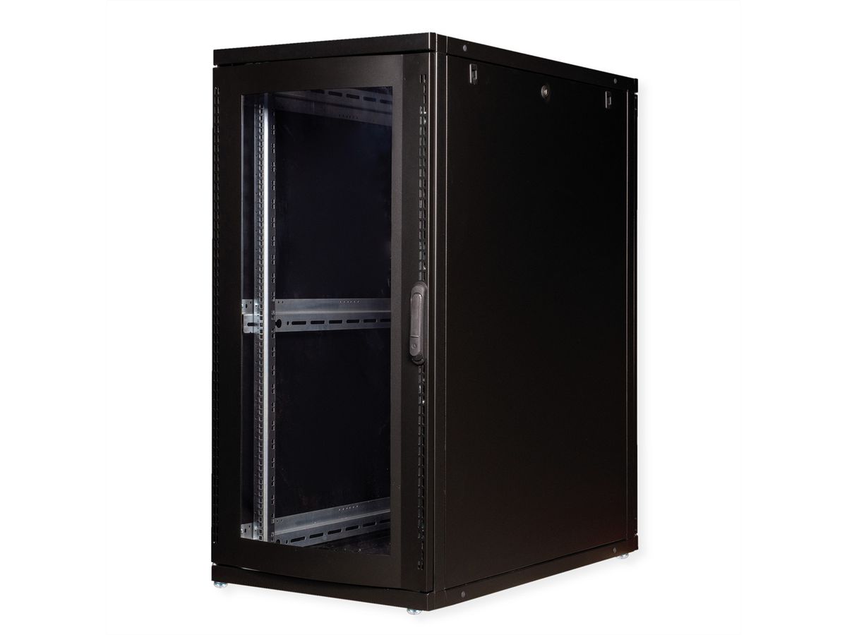 ROLINE 19-Zoll Serverschrank 36 HE, 600x1000 BxT schwarz Plexiglas