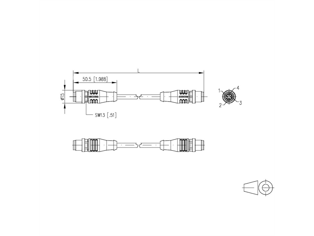 METZ CONNECT Verbindungsleitung M12 ST-M12 ST, 4-polig D-kodiert, 10 m