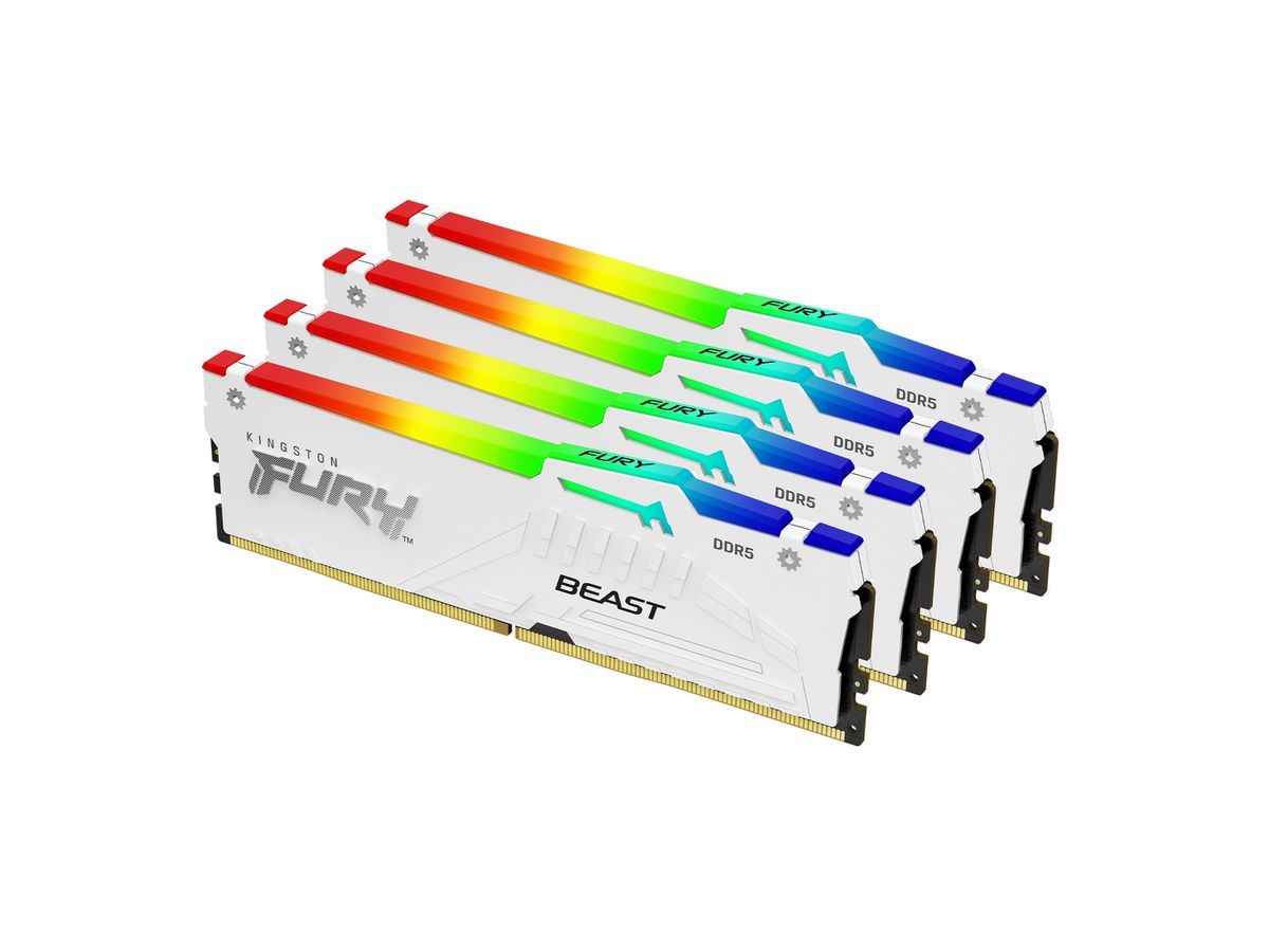 Kingston Technology FURY Beast 64 GB 5200 MT/s DDR5 CL40 DIMM (4er-Kit) White RGB XMP