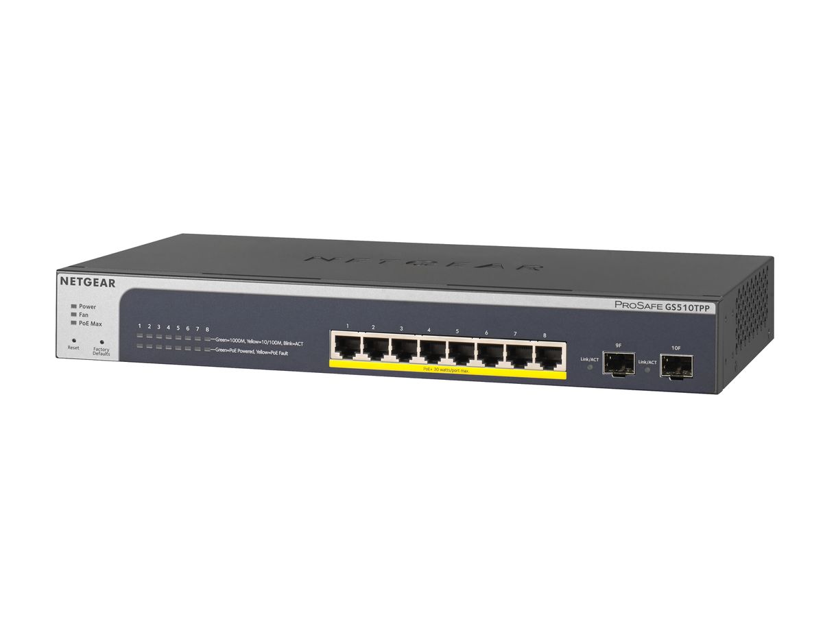 Netgear GS510TPP gemanaged L2/L3/L4 Gigabit Ethernet (10/100/1000) Energie Über Ethernet (PoE) Unterstützung Schwarz