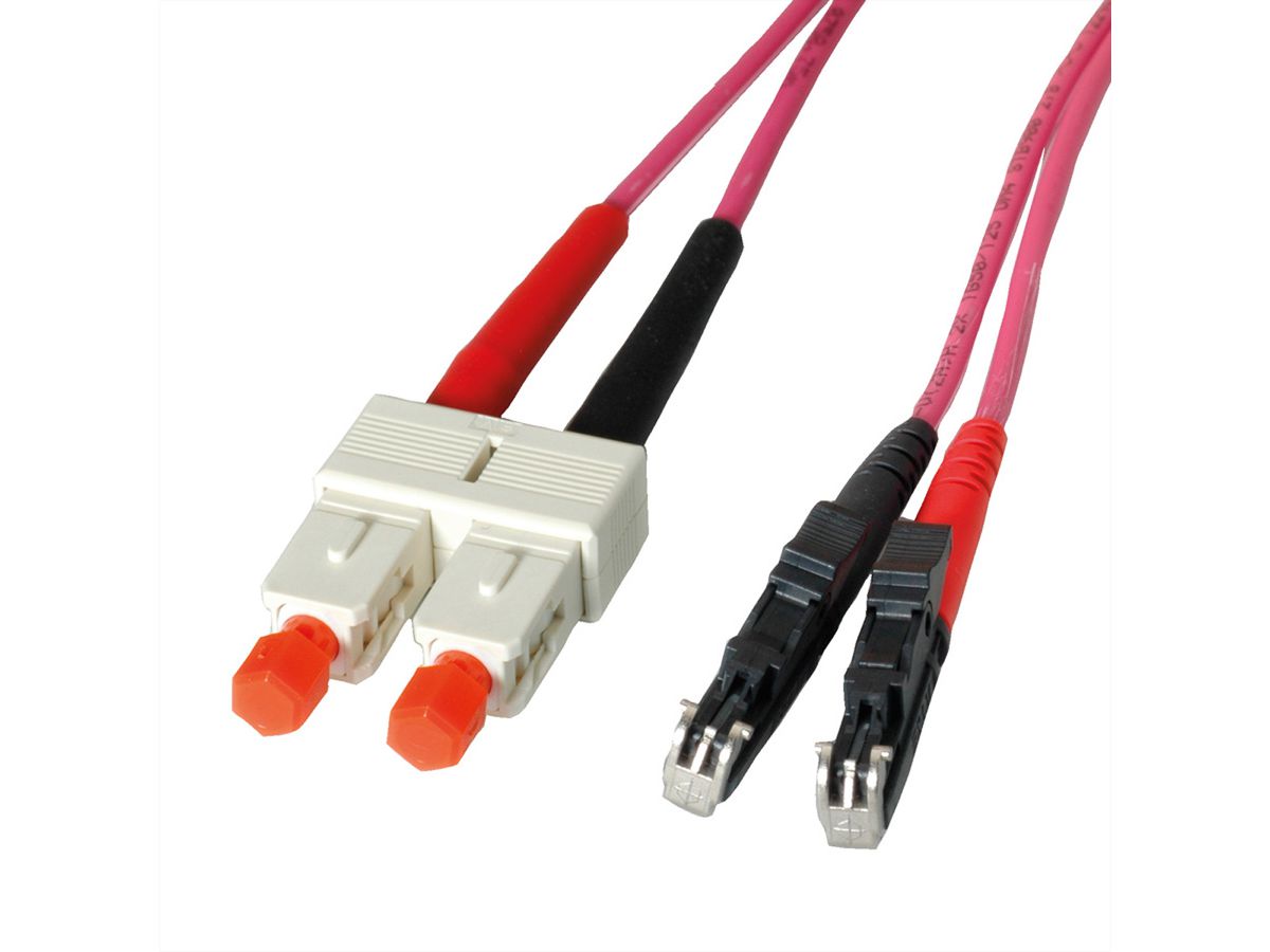 LEONI LWL-Kabel duplex 50/125µm OM4, R&M E2000 / Suhner SC, 1 m