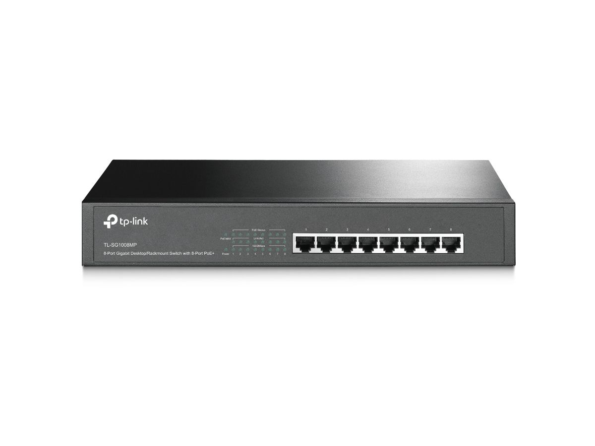 TP-Link TL-SG1008MP Netzwerk-Switch Unmanaged Gigabit Ethernet (10/100/1000) Power over Ethernet (PoE) Schwarz