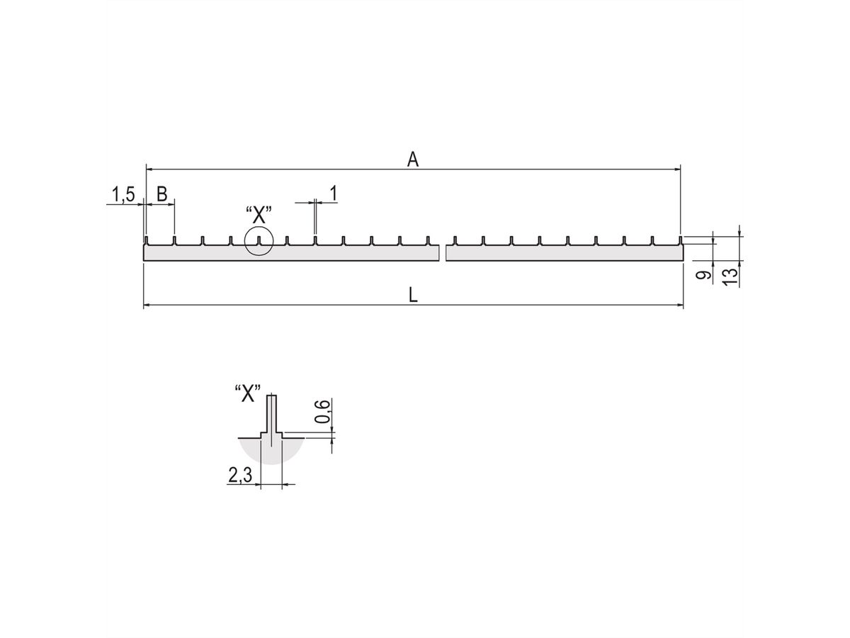 SCHROFF Leiterplatten-Stromschienen - LP-SCHIENE 1POL.3TE L342,3MM