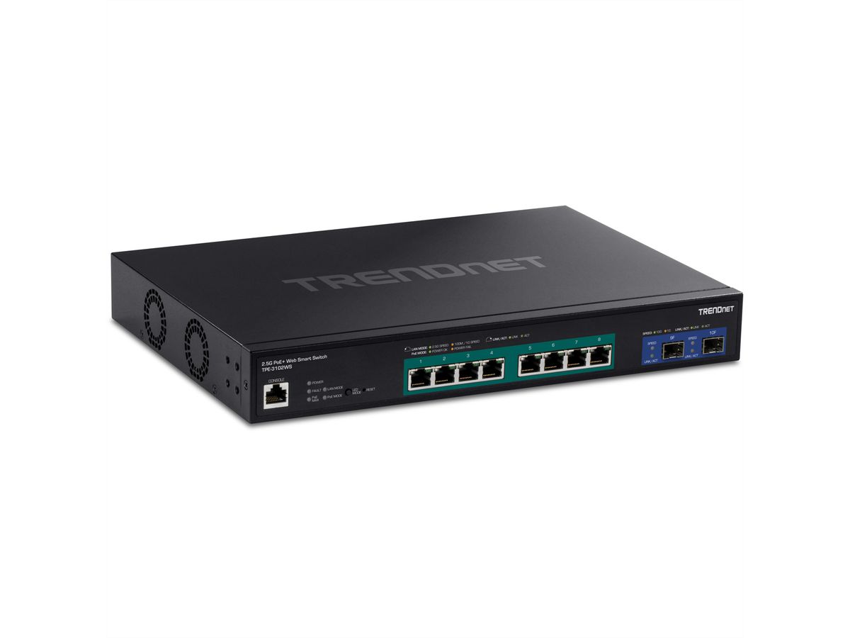 TRENDnet TPE-3102WS 10-Port 2.5G Switch, Web Smart PoE+ mit 10G SFP+ Slots