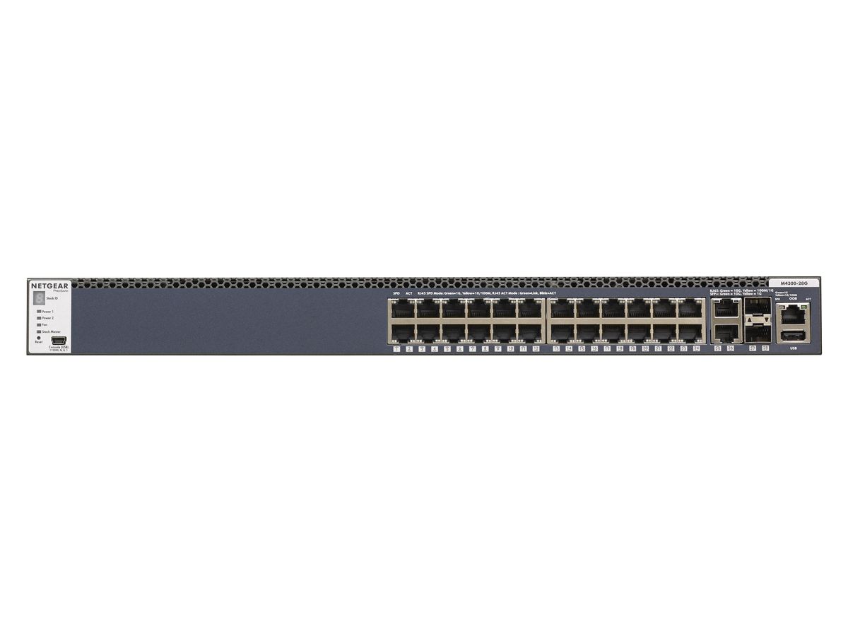 Netgear M4300-28G gemanaged L3 Gigabit Ethernet (10/100/1000) Schwarz 1U